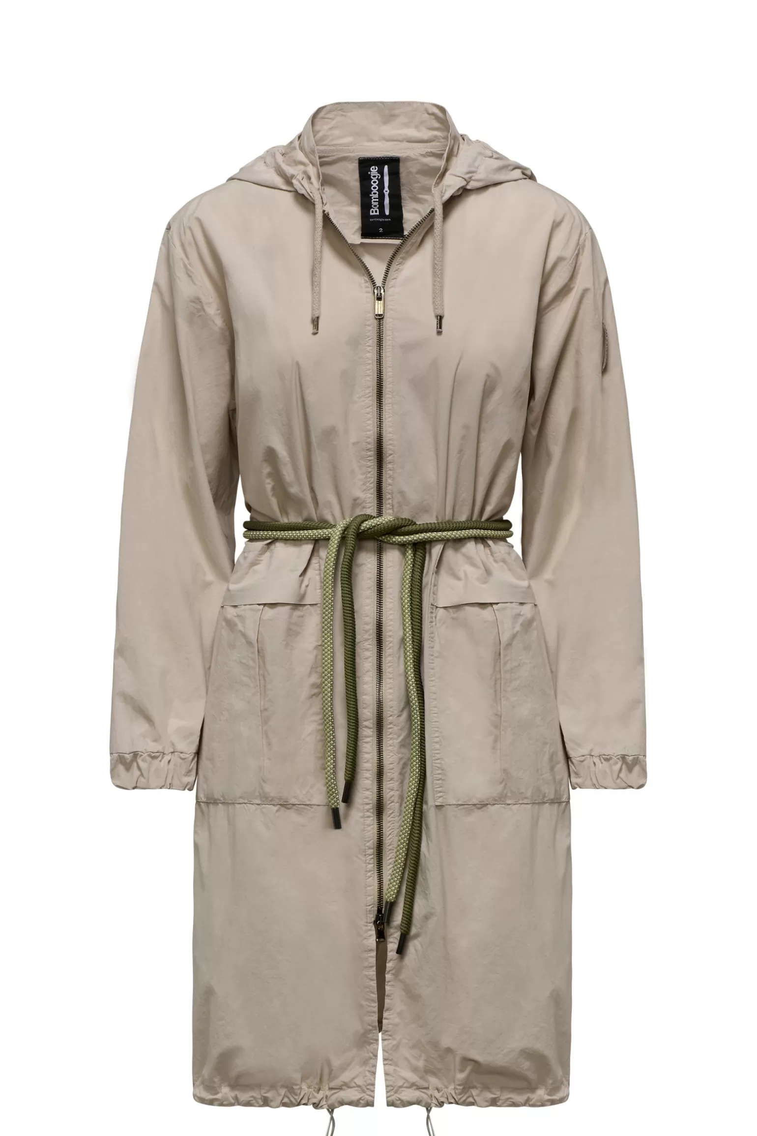 Donna Bomboogie Parka Lungo Sfoderato Con Cintura Bicolore In Corda