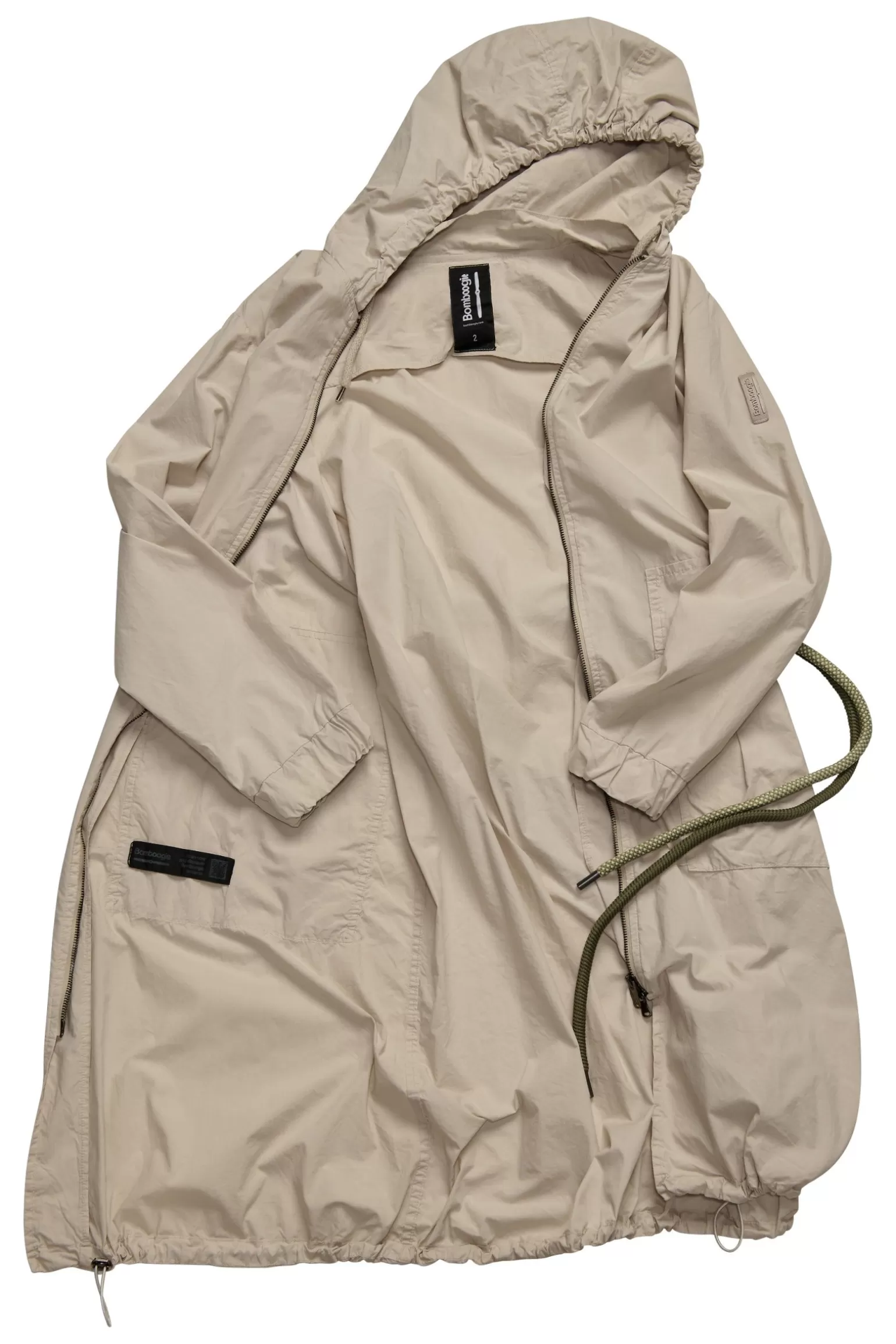 Donna Bomboogie Parka Lungo Sfoderato Con Cintura Bicolore In Corda