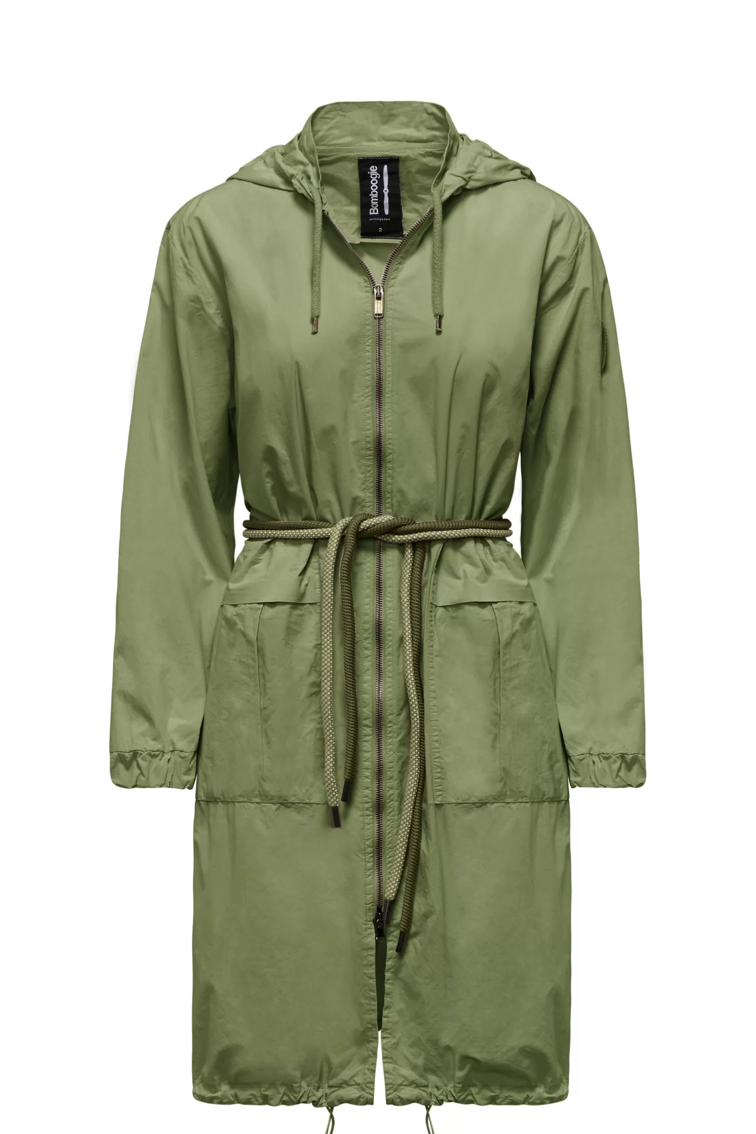 Donna Bomboogie Parka Lungo Sfoderato Con Cintura Bicolore In Corda