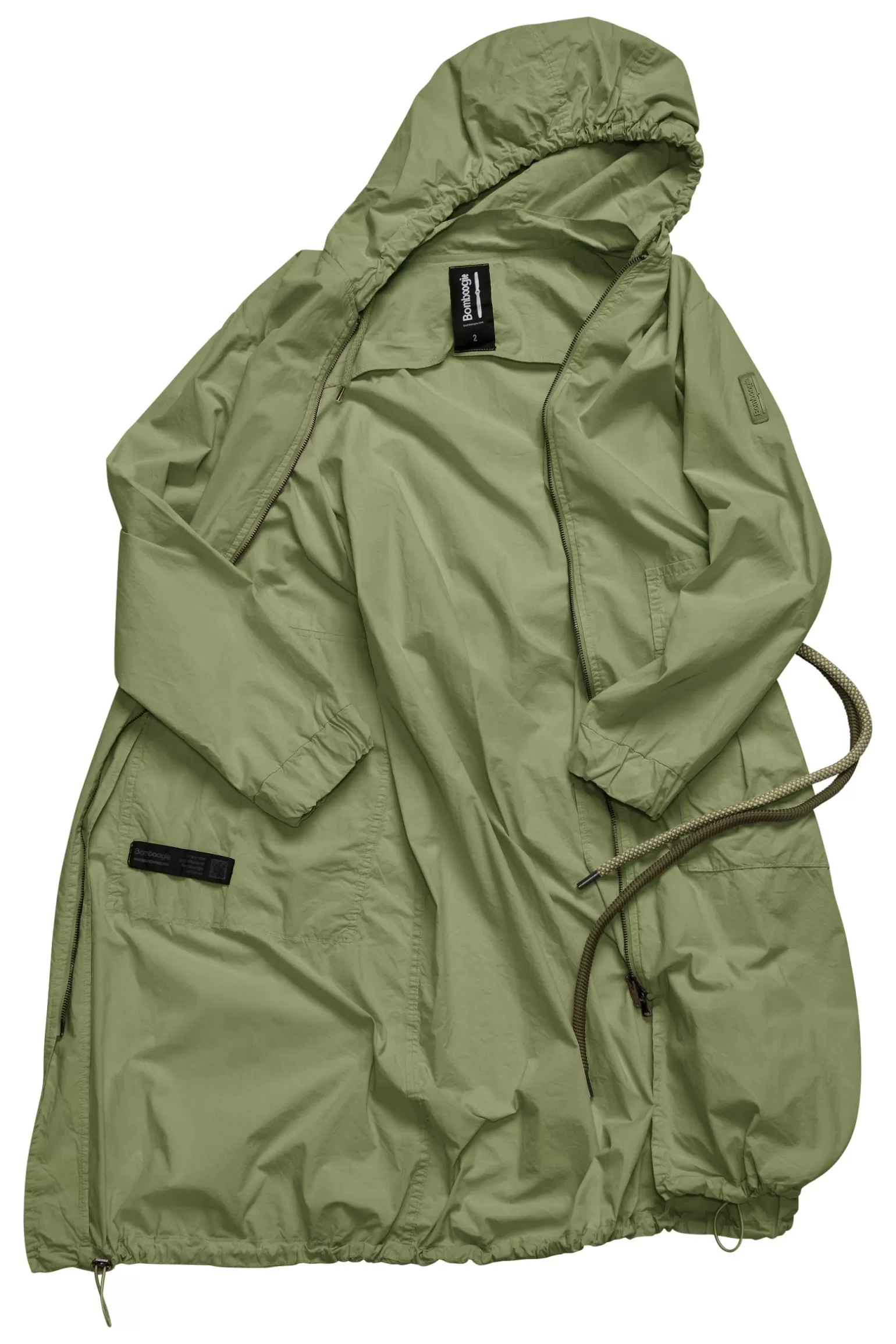 Donna Bomboogie Parka Lungo Sfoderato Con Cintura Bicolore In Corda